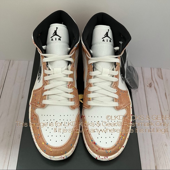 Air Jordan 1 Mid SE Brushstroke Paint Splatter - Picture 3 of 9